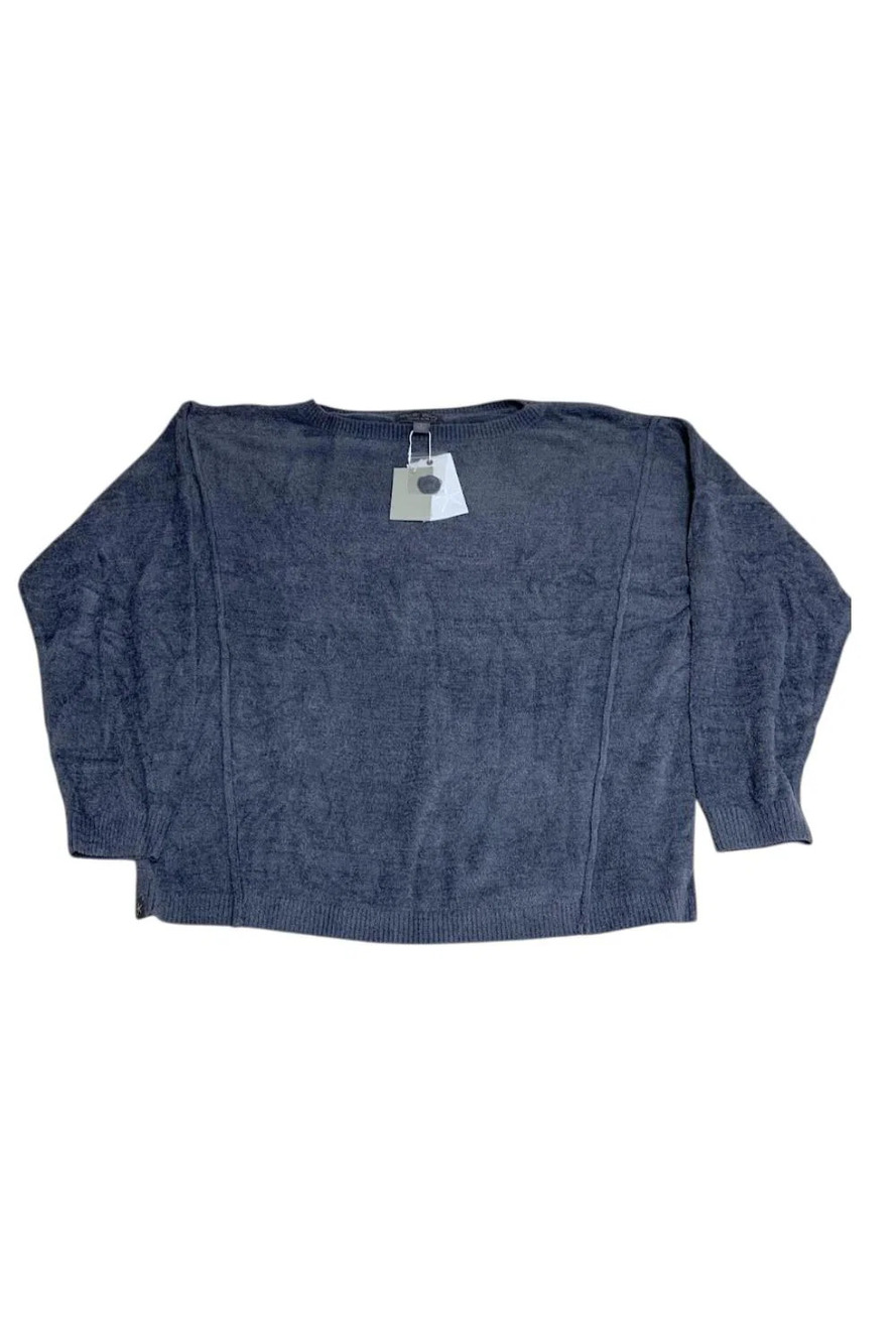 Barefoot Dreams CozyChic Ultra Lite Jersey Roll Pullover Shadow Blue - Regular